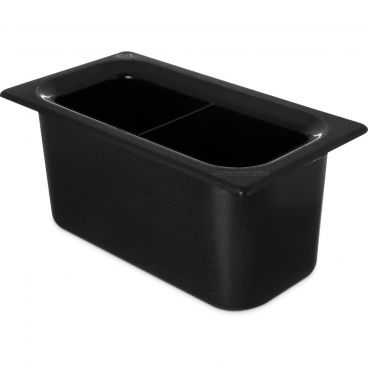 Carlisle CM110303 Black Plastic Coldmaster 6" Deep Third Size 3.4 Qt Divided Insulated Food Pan