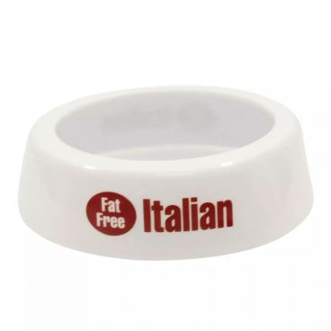 Tablecraft CM16 Imprinted White Plastic Salad Dressing Dispenser Collar with "Fat Free Italian" Maroon Lettering