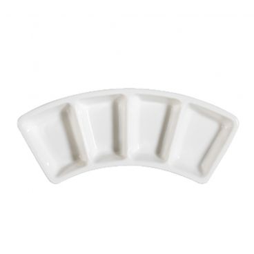 CAC China CN-4B8 Accessories 8 1/2" x 3" x 1" Bone White 4-Compartment Porcelain Divided Plate