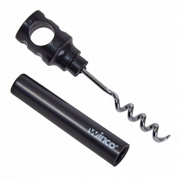 Winco CO-4DK 2 Piece Corkscrew with Black Plastic Handle