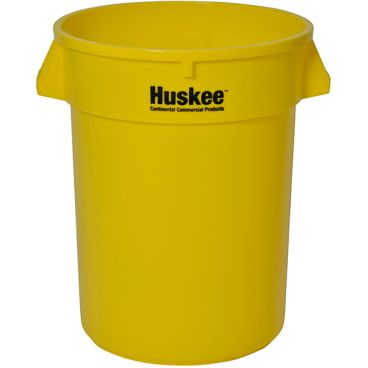Continental 3200YW Yellow 32-Gallon Capacity 24 3/4" Diameter Huskee Round Waste Receptacle Without Lid