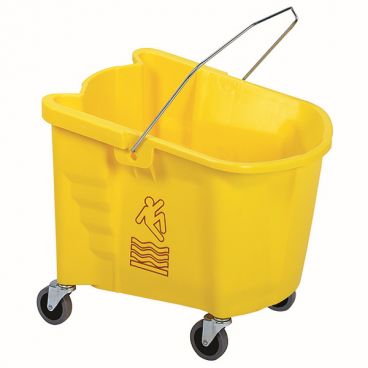 Continental 335-3YW Yellow 35-Quart Splash Guard Bucket With Caution Symbol And 3" Non-Marking Casters