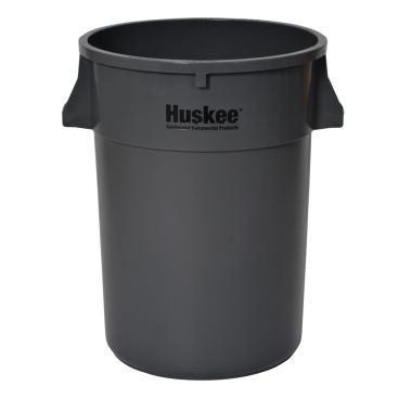 Continental 4444GY Gray 44-Gallon Capacity 27" Diameter Huskee Round Waste Receptacle Without Lid