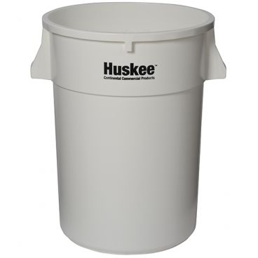 Continental 4444WH White 44-Gallon Capacity 27" Diameter Huskee Round Waste Receptacle Without Lid