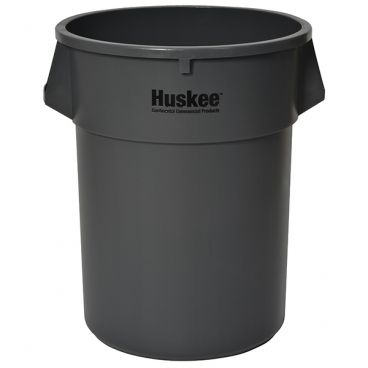 Continental 5500GY Gray 55-Gallon Capacity 29" Diameter Huskee Round Waste Receptacle Without Lid