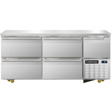 Continental Refrigerator FA68N-U-D 68" Undercounter Freezer with 4 Drawers and 1 Half Door - 22 Cu. Ft.