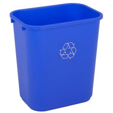 Continental 1358-1 Blue 13 5/8-Quart Capacity 11 3/8" x 8" Rectangular Commercial Wastebasket Recycling Container Without Lid