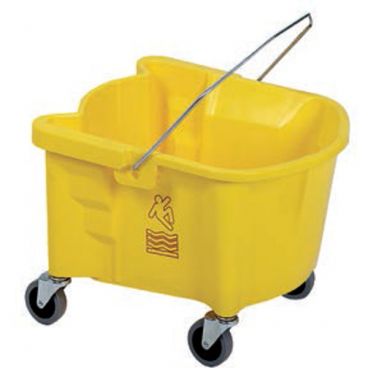 Continental 226-3YW Yellow 26-Quart Splash Guard Bucket With Caution Symbol And 3" Non-Marking Casters