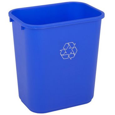 Continental 2818-1 Blue 28 1/8-Quart Capacity 14 3/8" x 10 1/4" Rectangular Commercial Wastebasket Recycling Container Without Lid