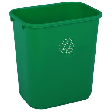 Continental 2818-2 Green 28 1/8-Quart Capacity 14 3/8" x 10 1/4" Rectangular Commercial Wastebasket Recycling Container Without Lid