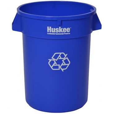 Continental 3200-1 Blue 32-Gallon Capacity 24 3/4" Diameter Huskee Round Recycling Container Without Lid