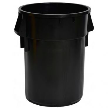 Continental 4442BK Black Huskee SuperKan 44-Gallon Capacity 24" Diameter Rim Commercial Round Molded Polyethylene Waste Basket Without Lid