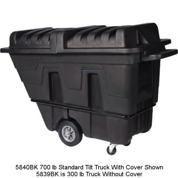 Continental 5839BK Black 300-lb Capacity 5/8 Cubic Yard 65 1/2" Long x 29" Wide Industrial Plastic Utility Tilt Truck