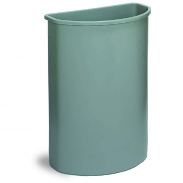 Continental 8321GY Gray 21-Gallon Capacity Half-Round Molded Polyethylene Wall Hugger Waste Basket Without Lid