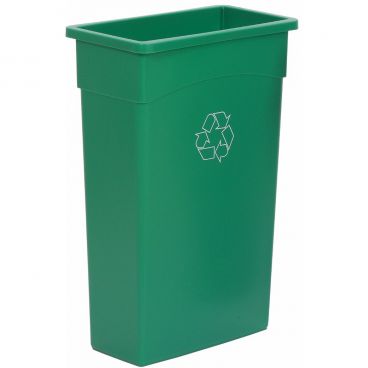Continental 8322-2 Green 23-Gallon Capacity 20" x 11" Rectangular Molded Polyethylene Wall Hugger Recycling Container Without Lid