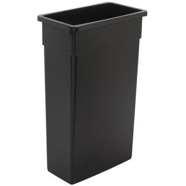 Continental 8322BK Black 23-Gallon Capacity 20" x 11" Rectangular Molded Polyethylene Wall Hugger Waste Basket Without Lid