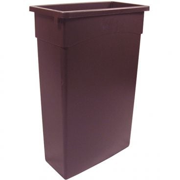 Continental 8322BN Brown 23-Gallon Capacity 20" x 11" Rectangular Molded Polyethylene Wall Hugger Waste Basket Without Lid