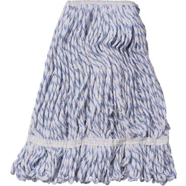 Continental A11412 Blue/White Huskee Medium Yarn Looped-End 4-Ply Rayon Blend Finish Mop Head With 1 1/4" Band
