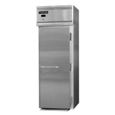 Continental Refrigerator D1FINSS-E 35.25" Extra-High Designer Line One Section Stainless Steel Roll-In Freezer With 1 Full-Height Solid Door And 72" Cart Capacity, 115/208-230 Volts