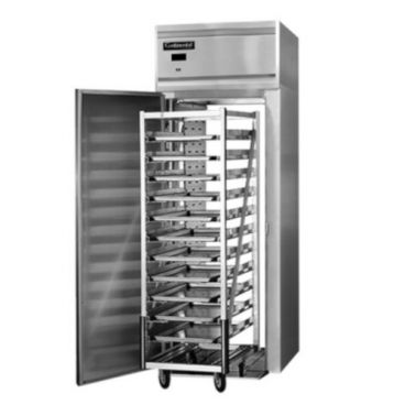 Continental Refrigerator D1FINSSRT 35.25" Designer Line One Section Stainless Steel Roll-Thru Freezer With 2 Full-Height Solid Doors And 66-1/4" Cart Capacity, 115/208-230 Volts