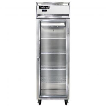Continental Refrigerator 1FNSSGD 26" Stainless Steel Reach-In Freezer With 1 Full-Height Glass Door, 20 Cubic Ft, 115 Volts