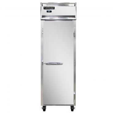 Continental Refrigerator 1RNSS 26" Stainless Steel Reach-In Refrigerator With 1 Full-Height Solid Door, 20 Cubic Ft, 115 Volts