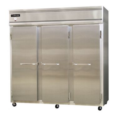 Continental Refrigerator 3FN 78" Reach-In Freezer With 3 Full-Height Solid Doors, 70 Cubic Ft, 115/208-230 Volts