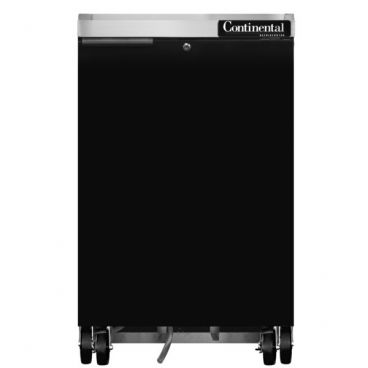 Continental Refrigerator BB24N 24" Black Refrigerated Back Bar Storage Cooler With 1 Solid Door, 8 Cubic Feet, 115 Volts
