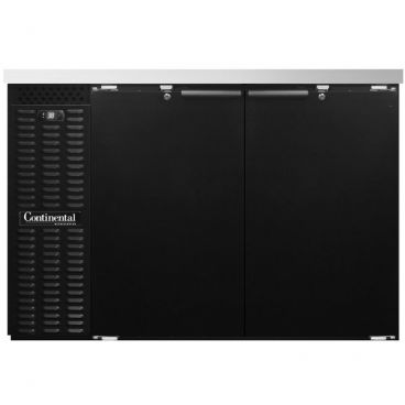 Continental Refrigerator BB50N 50" Black Refrigerated Back Bar Storage Cooler With 2 Solid Doors, 16 Cubic Feet, 115 Volts