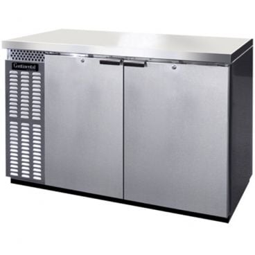 Continental Refrigerator BB50SNSS 50" Stainless Steel Shallow 23" Depth Back Bar Storage Cooler With 2 Solid Doors, 13 Cubic Feet, 115 Volts