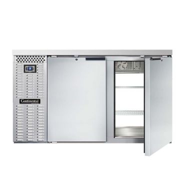 Continental Refrigerator BB59NSSPT 59" Stainless Steel Pass-Thru Refrigerated Back Bar Storage Cooler With 4 Solid Doors, 22 Cubic Feet, 115 Volts