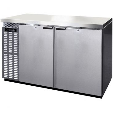 Continental Refrigerator BB59NSS 59" Stainless Steel Refrigerated Back Bar Storage Cooler With 2 Solid Doors, 22 Cubic Feet, 115 Volts