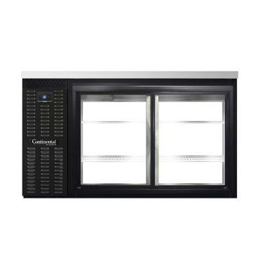 Continental Refrigerator BB59SNSGDPT 59" Black Shallow 23" Depth Pass-Thru Sliding Glass Door Back Bar Storage Cooler, 15 Cubic Feet, 115 Volts