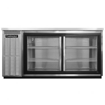 Continental Refrigerator BB69NSSSGD 69" Stainless Steel Sliding Glass Door Back Bar Storage Cooler, 26 Cubic Feet, 115 Volts