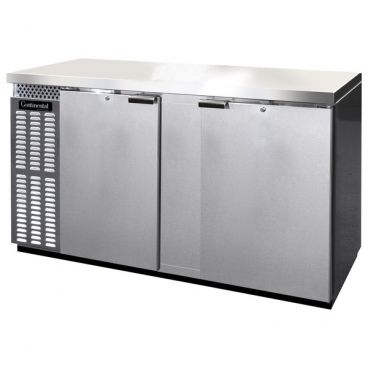 Continental Refrigerator BB69NSS 69" Stainless Steel Refrigerated Back Bar Storage Cooler With 2 Solid Doors, 26 Cubic Feet, 115 Volts