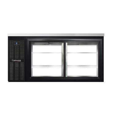 Continental Refrigerator BB69SNSGDPT 69" Black Shallow 23" Depth Pass-Thru Sliding Glass Door Back Bar Storage Cooler, 18 Cubic Feet, 115 Volts