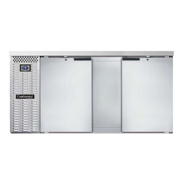 Continental Refrigerator BB69SNSS 69" Stainless Steel Shallow 23" Depth Back Bar Storage Cooler With 2 Solid Doors, 18 Cubic Feet, 115 Volts