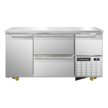 Continental Refrigerator RA60N-U-D Skip to the end of the images gallery 60" Undercounter Refrigerator with 2 Drawers, 1 Full Door and 1 Half Door - 19 Cu. Ft.