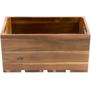 Tablecraft CRATE136 Gastronorm 12 3/4" x 6 7/8" x 6 1/4" Acacia Wood Serving and Display Crate 