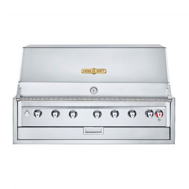 Crown Verity IBI48LP Infinite Series 48" Liquid Propane Stainless Steel Built-In Outdoor 7 Burner BBQ Grill / Charbroiler with Roll Dome - 108,750 BTU