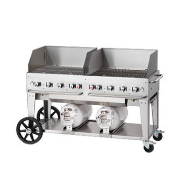 Crown Verity CV-CCB-48WGP 46" Outdoor Club Grill with 2 Horizontal Propane Tanks and Wind Guard Package