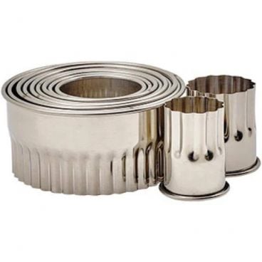 Winco CST-12 2" High Fluted Round Stainless Steel Cookie Cutter Set