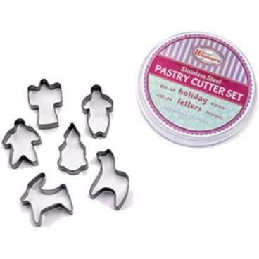 Winco CST-33 6 Piece Holiday Pastry Cutter Set