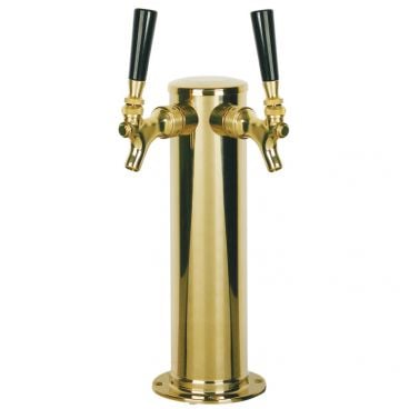 Micro Matic D4743DT-PVD 3" Column 2 Tap SpinStop Air-Cooled PVD Brass Draft Beer Tower