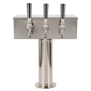 Micro Matic D7743PSS 12" Wide 3" Column 3 Tap SpinStop Air-Cooled Polished Stainless Steel T-Tower Style Draft Beer Tower