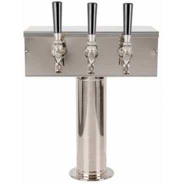 Micro Matic D7743PSSKR 12" Wide 3" Column 3 Tap Kool-Rite Glycol Cooled Polished Stainless Steel T-Tower Style Draft Beer Tower