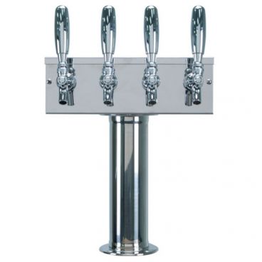 Micro Matic D7744PSS 12" Wide 3" Column 4 Tap SpinStop Air-Cooled Polished Stainless Steel T-Tower Style Draft Beer Tower