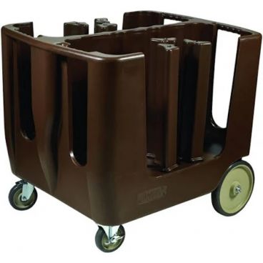 Winco DCA-6 Dark Brown Dish Caddy with 6 Adjustable Dividers and Vinyl Cover