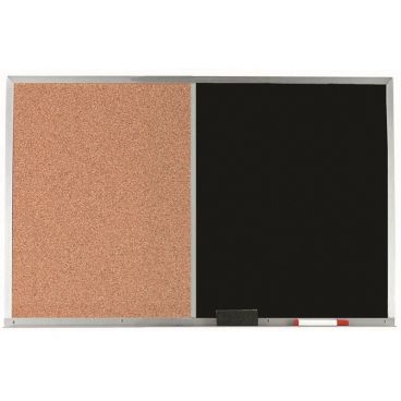 Aarco DCO4872B 48" x 72" Black Combination Corkboard/Chalkboard With Satin Anodized Aluminum Frame And Full Length Chalk Tray