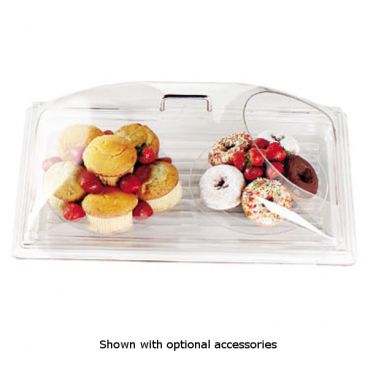 Cambro DD1220ECW135 Camwear 12" x 20" Clear Polycarbonate Dome Display Cover With 1 End Cut And Chrome Handle